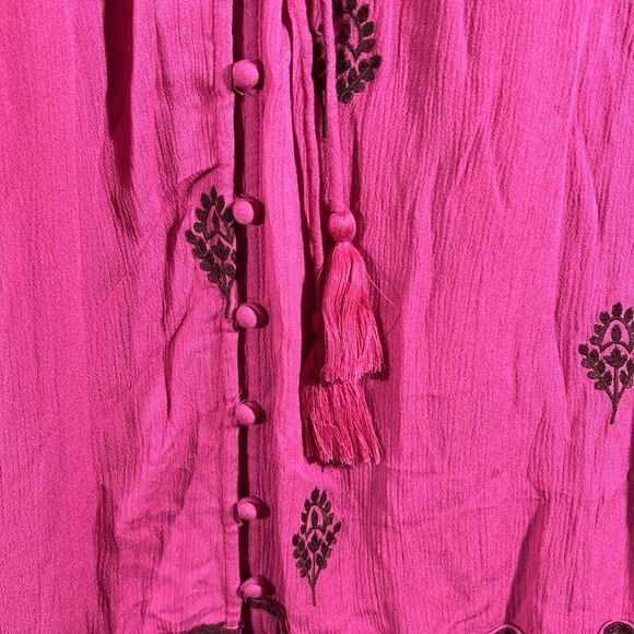 FREE PEOPLE RILEY SMOCKED MAXI DRESS IN FUCHSIA NEW - Picture 7 of 11